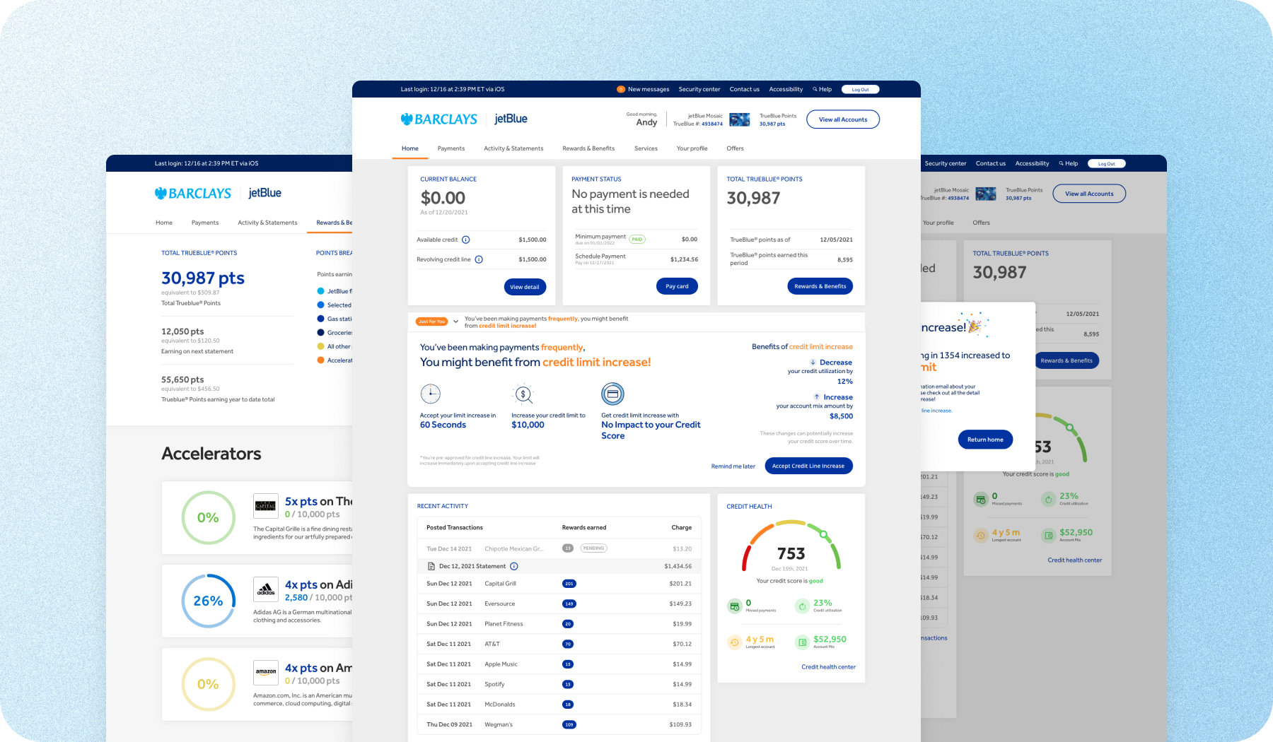 Barclays cardholder dashboard